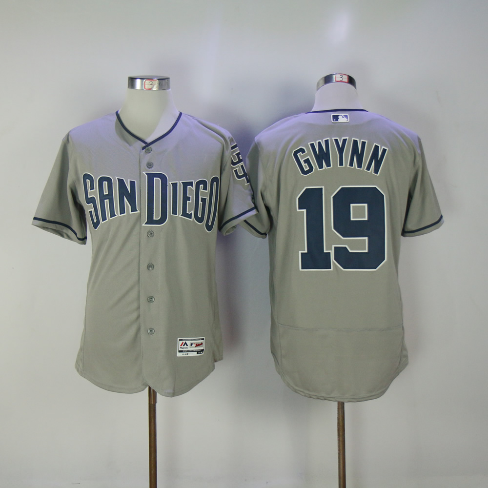 Men San Diego Padres #19 Gwynn Grey MLB Jerseys->san diego padres->MLB Jersey